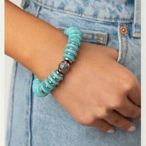 Turquoise Beaded Bracelet with Silver Accents